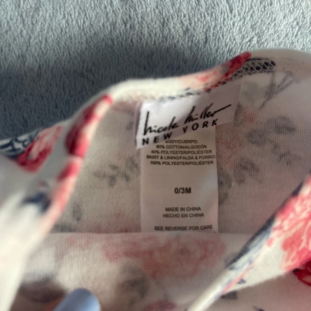 Nicole Miller Pink and Cream Floral Baby Dress